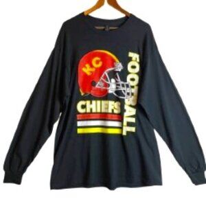 GILDAN KANSAS CITY CHIEFS MEN'S BLACK LONG SLEEVE 100% HEAVY COTTON TEE SIZE XL
